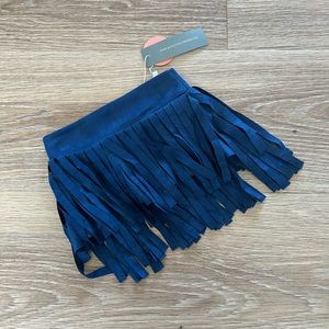 Baileys Blossoms Blue Fringe Skirt